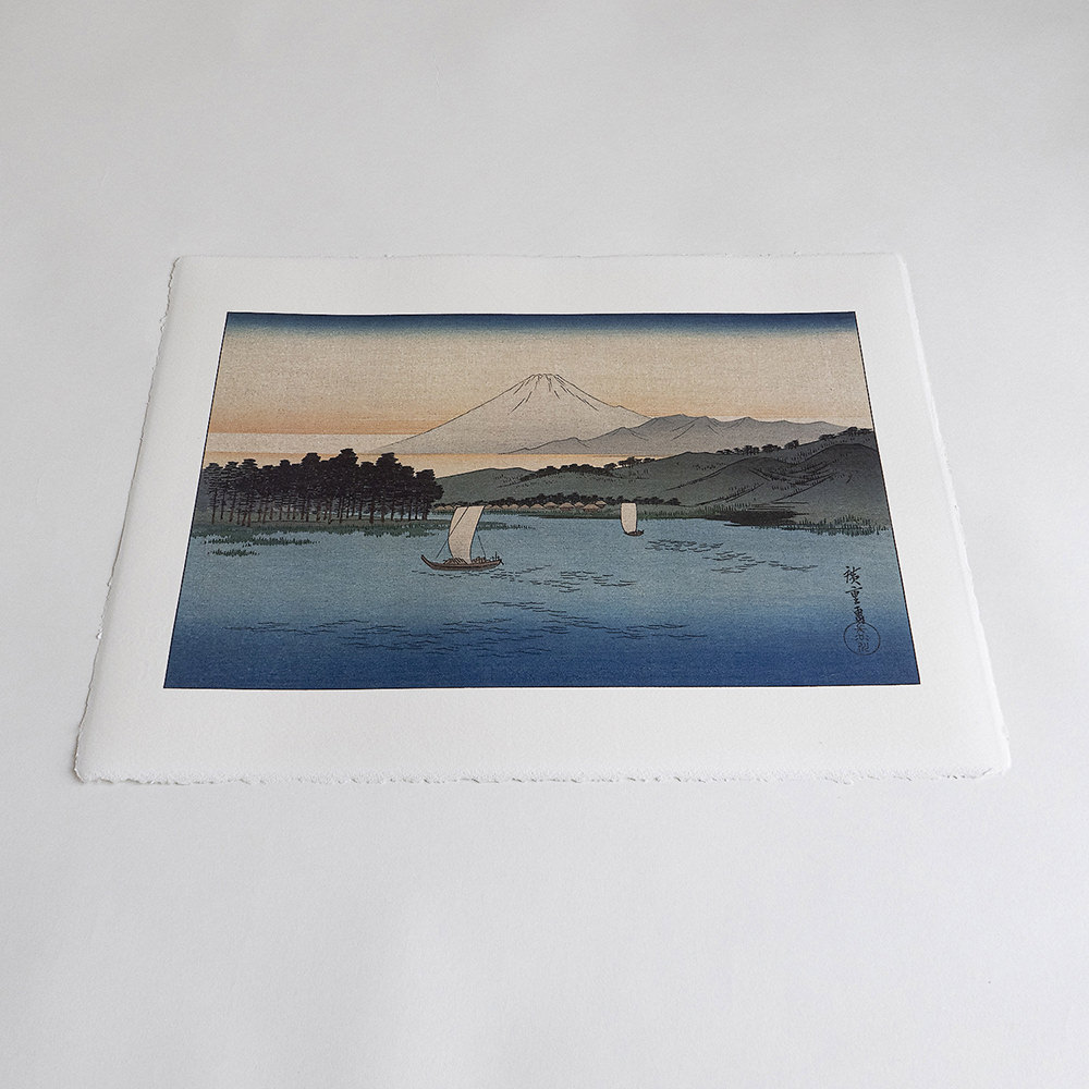 Utagawa Hiroshige – Schiffe unter dem Berg Fuji, japanischer Holzschnitt