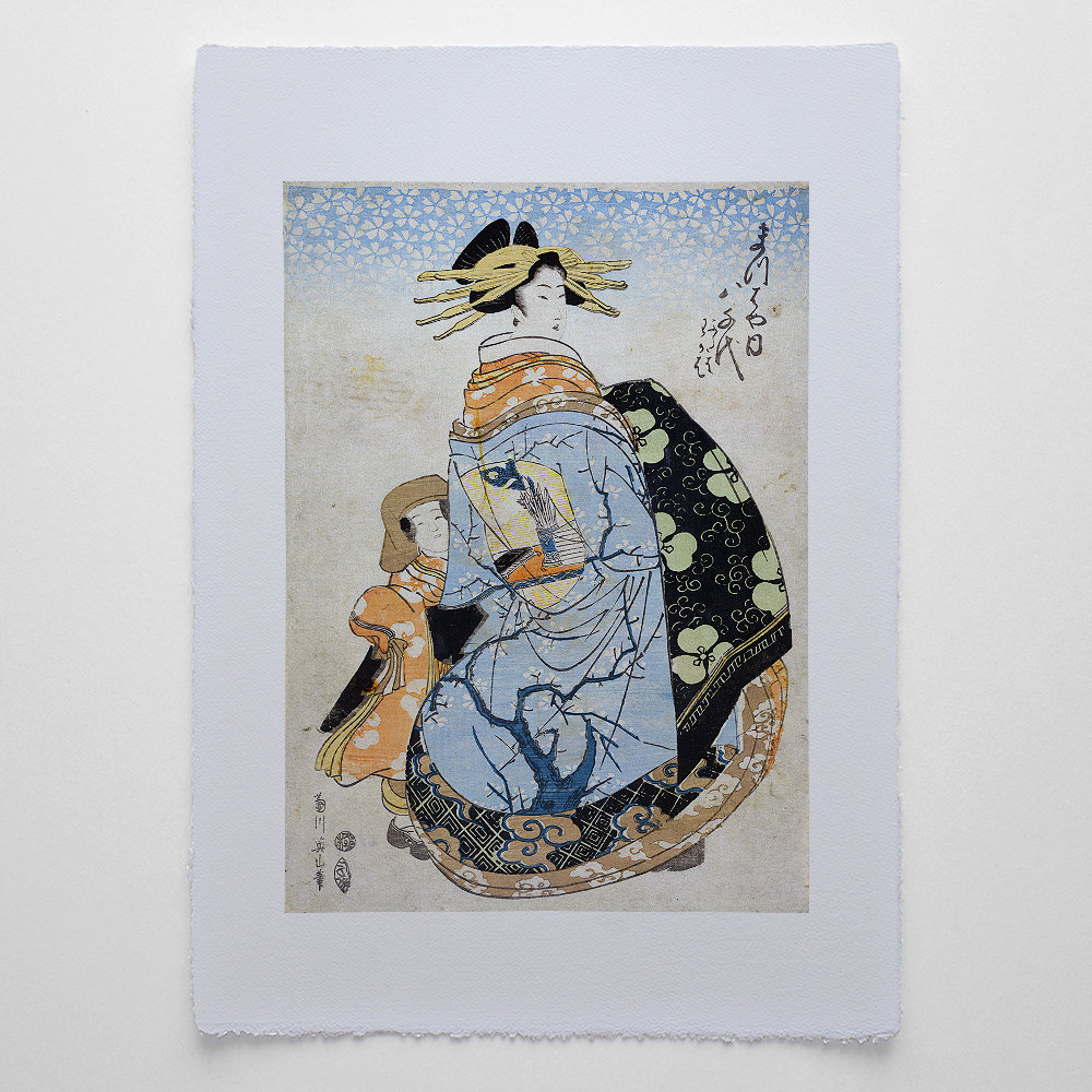 Kikukawa Eizan – Kurtisane Yachiyo aus dem Hause Matsubaya. Reproduktion eines japanischen Farbholzschnitts .