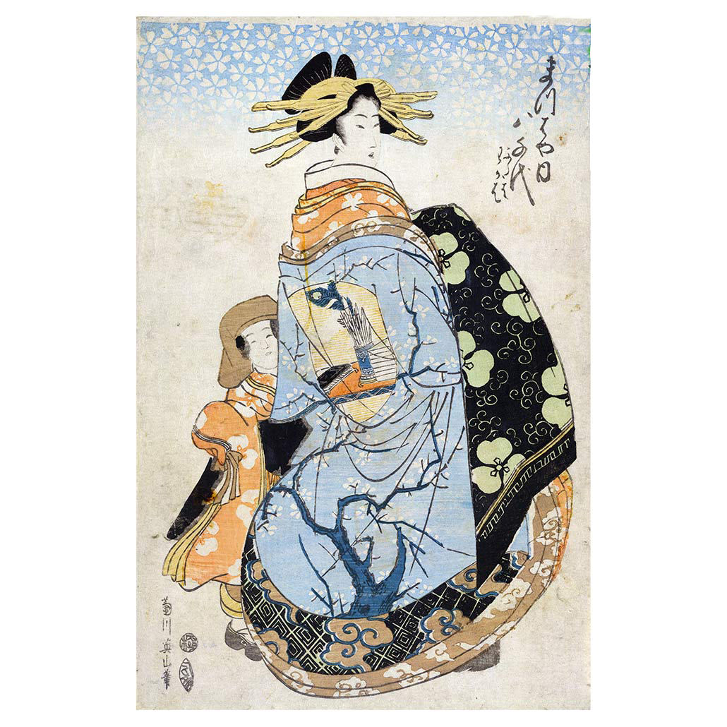 Kikukawa Eizan – Kurtisane Yachiyo aus dem Hause Matsubaya. Reproduktion eines japanischen Farbholzschnitts