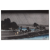 Utagawa Hiroshige – Abendregen beim Azuma-Schrein, japanischer Holzschnitt