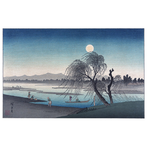 Utagawa Hiroshige – Fischer am Fluss in der Nacht, japanischer Holzschnitt
