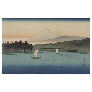 Utagawa Hiroshige – Schiffe unter dem Berg Fuji, japanischer Holzschnitt