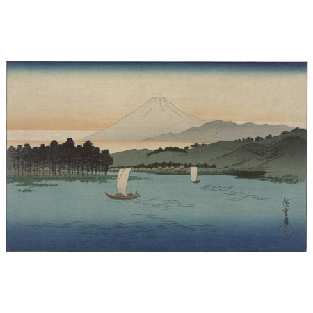 Utagawa Hiroshige – Schiffe unter dem Berg Fuji, japanischer Holzschnitt