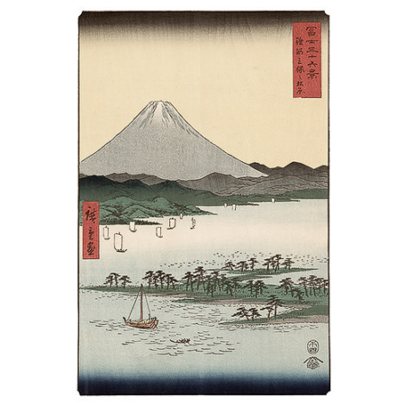 Utagawa Hiroshige – Der Kiefernstrand von Miho, japanischer Holzschnitt