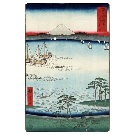 Utagawa Hiroshige – Die Bucht von Kuroto in Kazusa, japanischer Holzschnitt