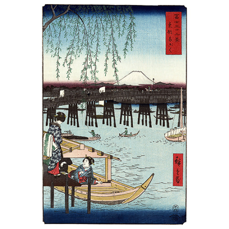 Utagawa Hiroshige – Die Ryōgoku-Brücke in Edo, japanischer Holzschnitt