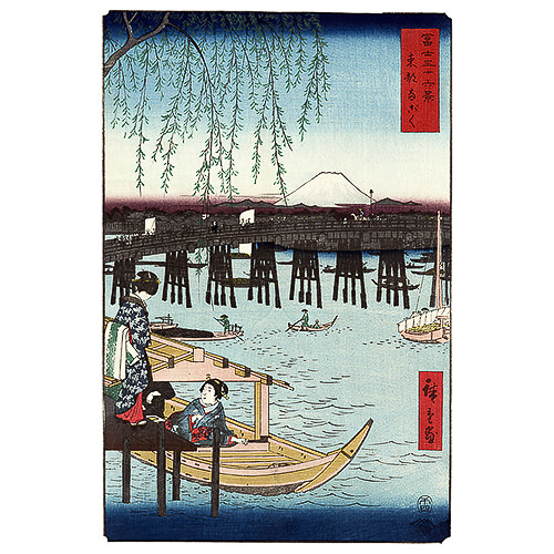 Utagawa Hiroshige – Die Ryōgoku-Brücke in Edo, japanischer Holzschnitt