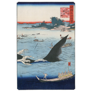 Utagawa Hiroshige – Walfang bei den Gotō-Inseln, japanischer Holzschnitt