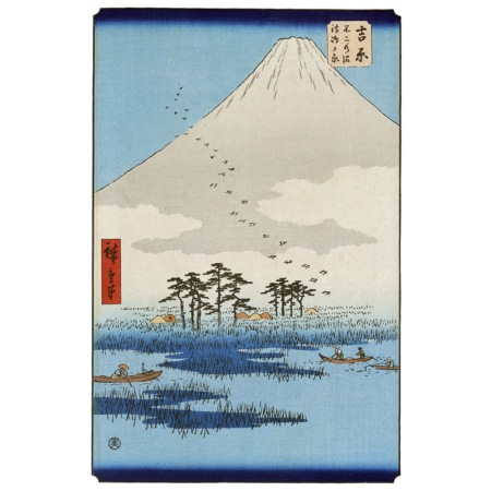 Utagawa Hiroshige – Fischer unter dem Berg Fuji, japanischer Holzschnitt