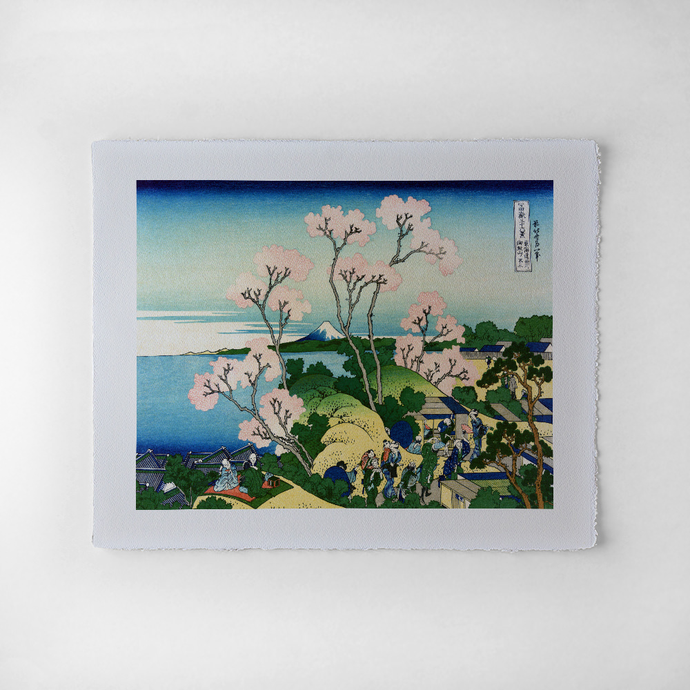 Katsushika Hokusai – Goten-yama Hügel, japanischer Farbholzschnitt aus der Serie Sechsunddreißig Ansichten des Berges Fuji