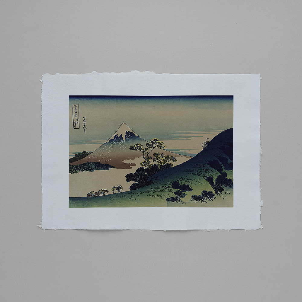 Katsushika Hokusai – Inume-Pass, japanischer Farbholzschnitt aus der Serie Sechsunddreißig Ansichten des Berges Fuji