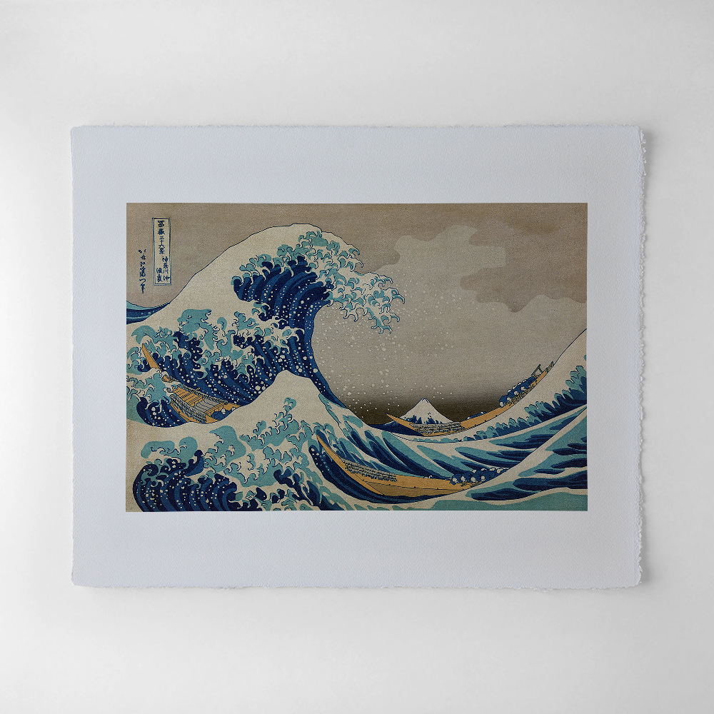Katsushika Hokusai – Die Große Welle vor Kanagawa, japanischer Holzschnitt aus der Serie Sechsunddreißig Ansichten des Fuji