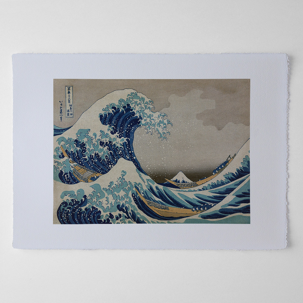 Katsushika Hokusai – Die Große Welle vor Kanagawa, japanischer Holzschnitt aus der Serie Sechsunddreißig Ansichten des Fuji