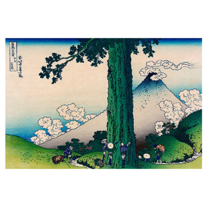 Katsushika Hokusai – Mishima-Pass in der Provinz Kai, japanischer Farbholzschnitt aus der Serie Sechsunddreißig Ansichten des Berges Fuji