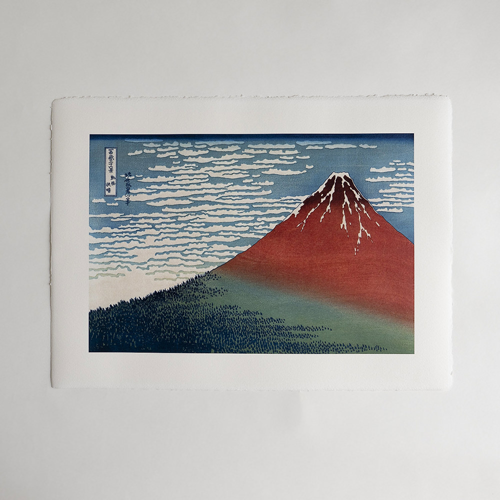 Katsushika Hokusai – Rote Fuji (Gaifū kaisei), japanischer Holzschnitt aus der Serie Sechsunddreißig Ansichten des Berges Fuji
