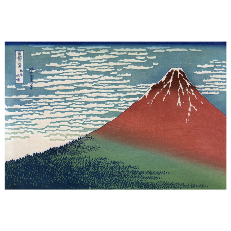 Katsushika Hokusai – Rote Fuji (Gaifū kaisei), japanischer Holzschnitt aus der Serie Sechsunddreißig Ansichten des Berges Fuji