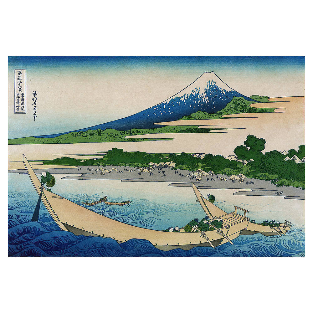 Katsushika Hokusai – Tago-Bucht am Tōkaidō, japanischer Farbholzschnitt aus der Serie Sechsunddreißig Ansichten des Berges Fuji