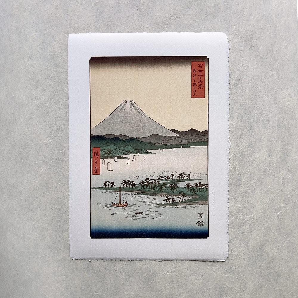Utagawa Hiroshige – Der Kiefernstrand von Miho, japanischer Holzschnitt