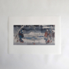 Kunisada & Hiroshige – Winterszene aus der Genji-Erzählung, japanischer Farbholzschnitt als Triptychon