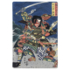 Katsukawa Shuntei – Kämpfende Samurai, japanischer Farbholzschnitt mit dramatischer Kriegsszene