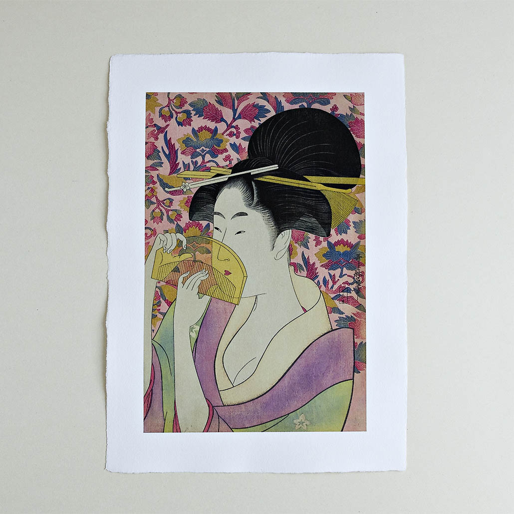 Kitagawa Utamaro – Kamm, japanischer Farbholzschnitt im Genre bijinga