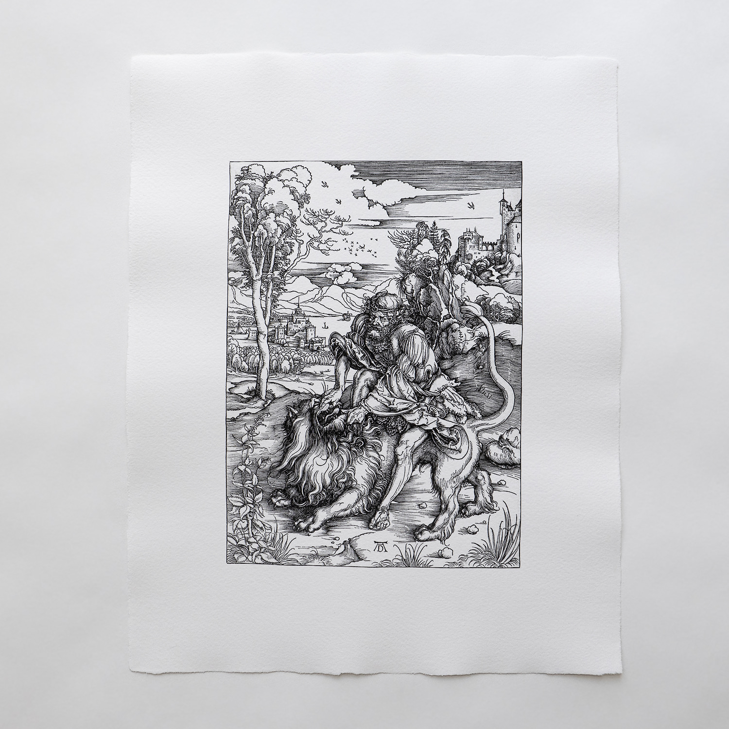 Albrecht Dürer Samson kämpft mit dem Löwen Kupferstich biblischer Kampf Löwe