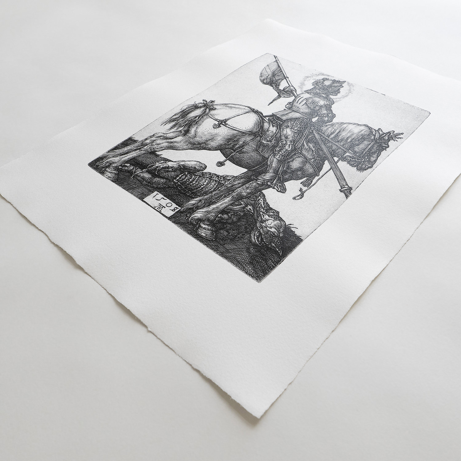 Albrecht Dürer Der heilige Georg zu Pferd Kupferstich Ritter Pferd Drache