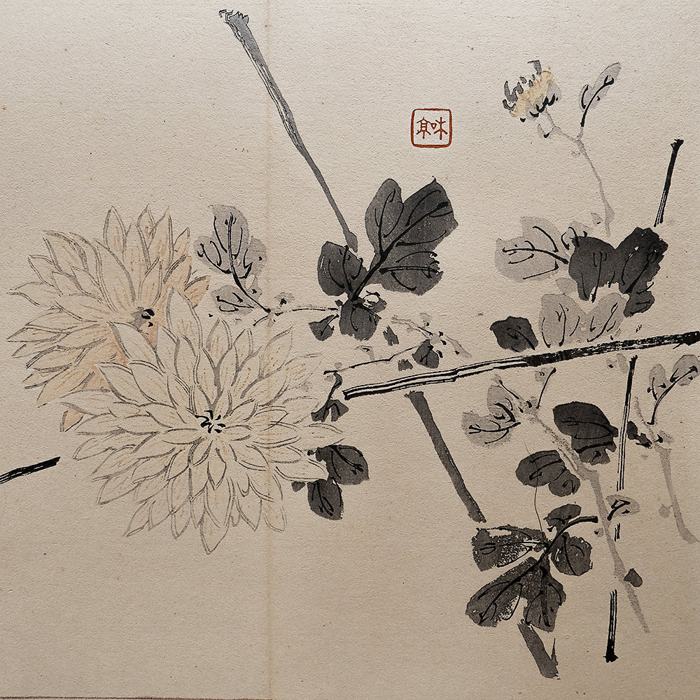 Taki Katei chrysantheme – japanischer Farbholzschnitt aus der Meiji-Zeit (1894)