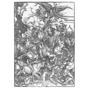 Albrecht Dürer Die apokalyptischen Reiter 1498 Holzschnitt biblische Szene Reiter
