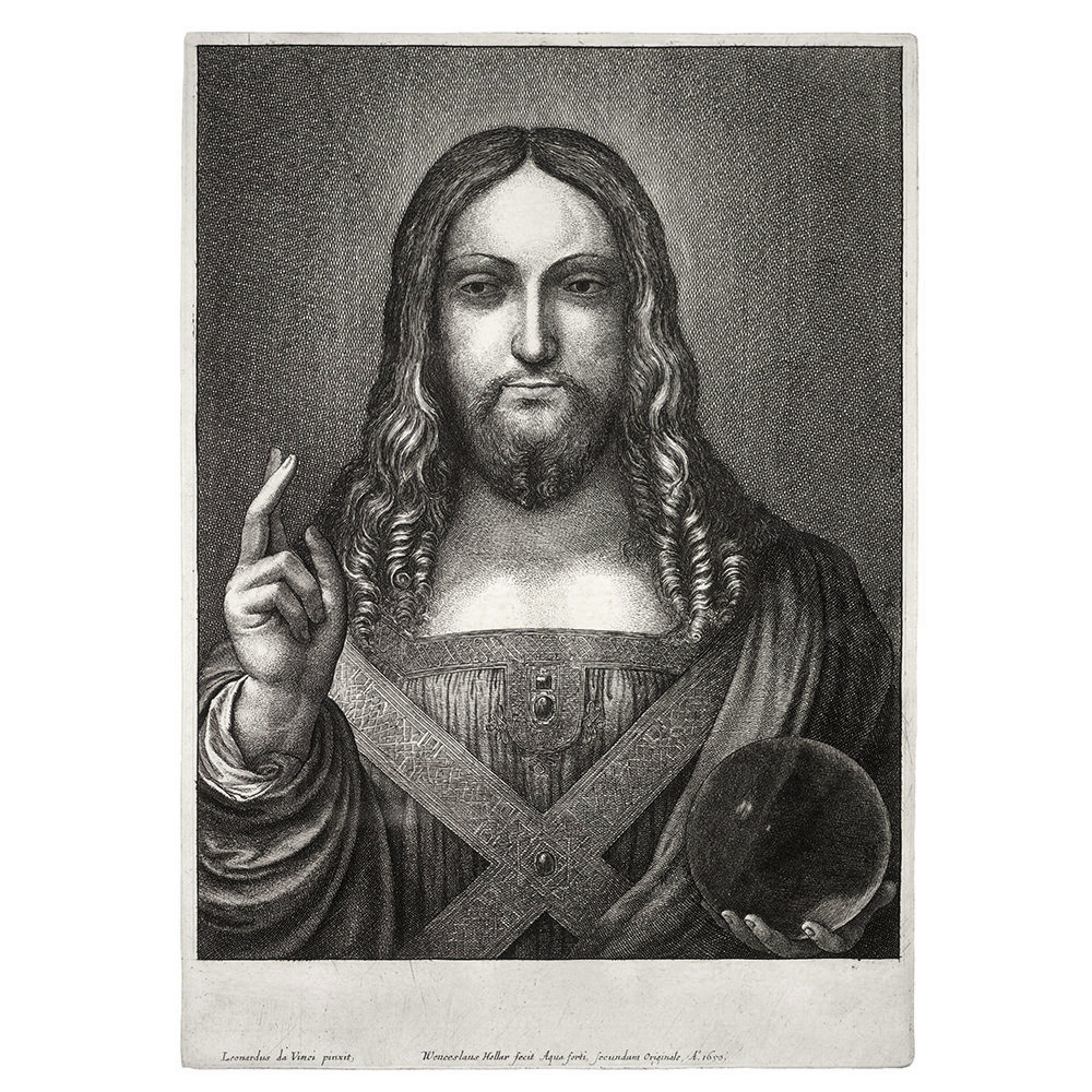 Wenzel Hollar Salvator Mundi Radierung Christus Weltkugel