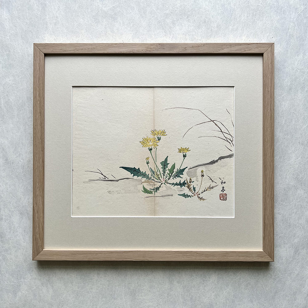 Taki Katei löwenzahn – japanischer Farbholzschnitt aus der Meiji-Zeit (1894)