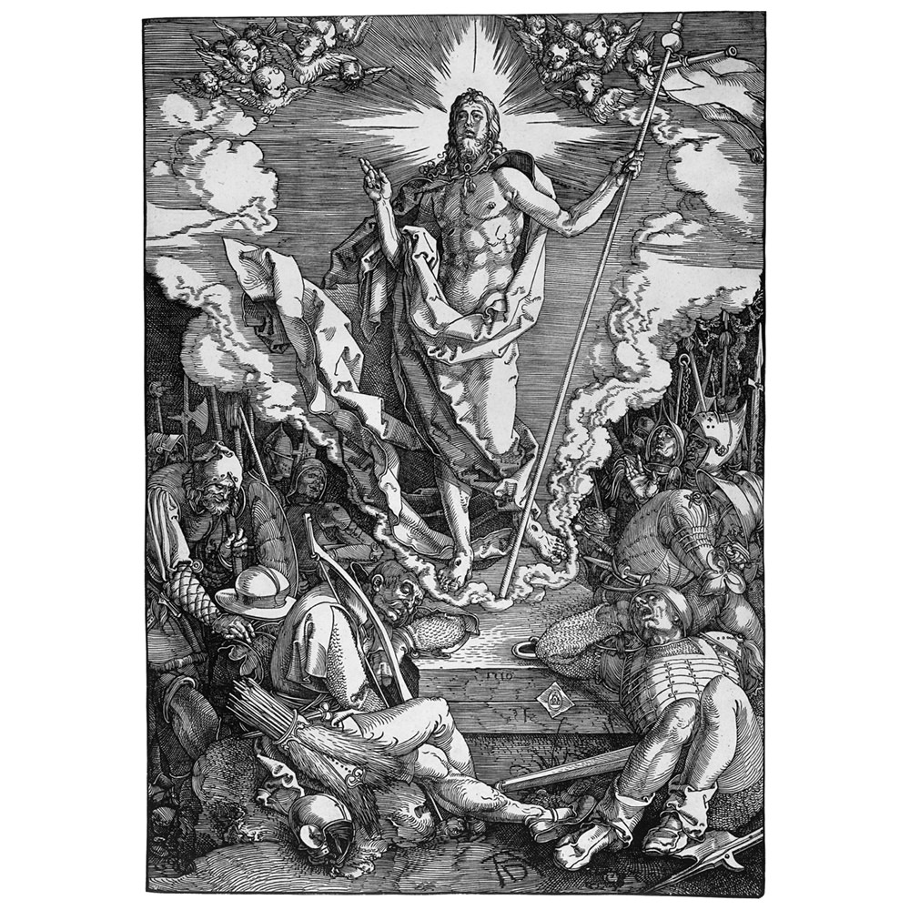 Albrecht Dürer Die Auferstehung 1510 Kupferstich Christus Grab Wächter
