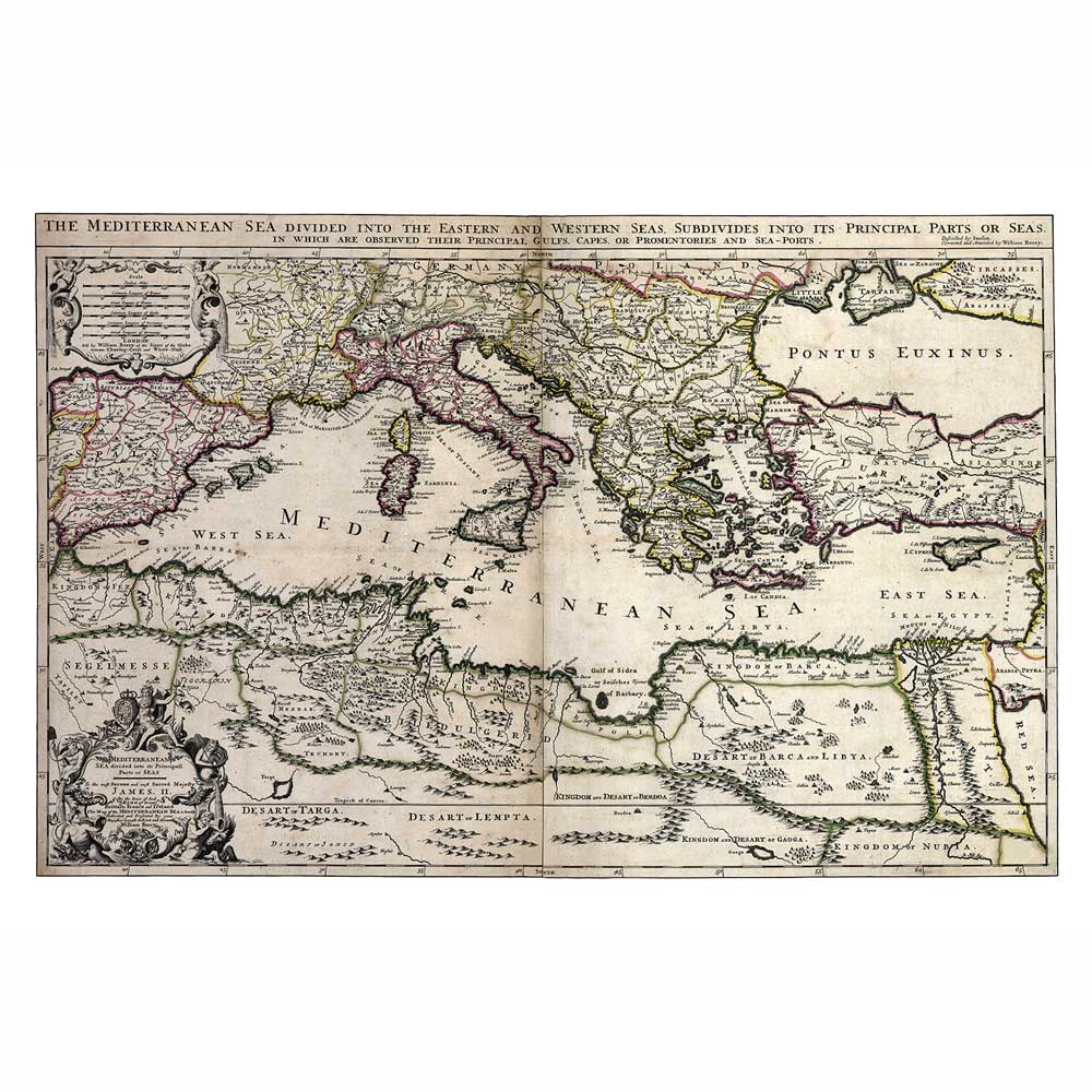 William Berry – Mittelmeerkarte (1685)