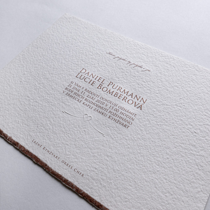 Hochzeitseinladung für Lucie und Daniel im Intagliodruck auf handgeschöpftem Büttenpapier
