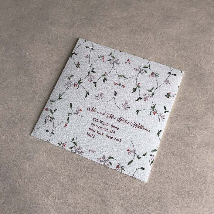 Hochzeitseinladung Tuscany aus handgeschöpftem Büttenpapier mit floralen Motiven